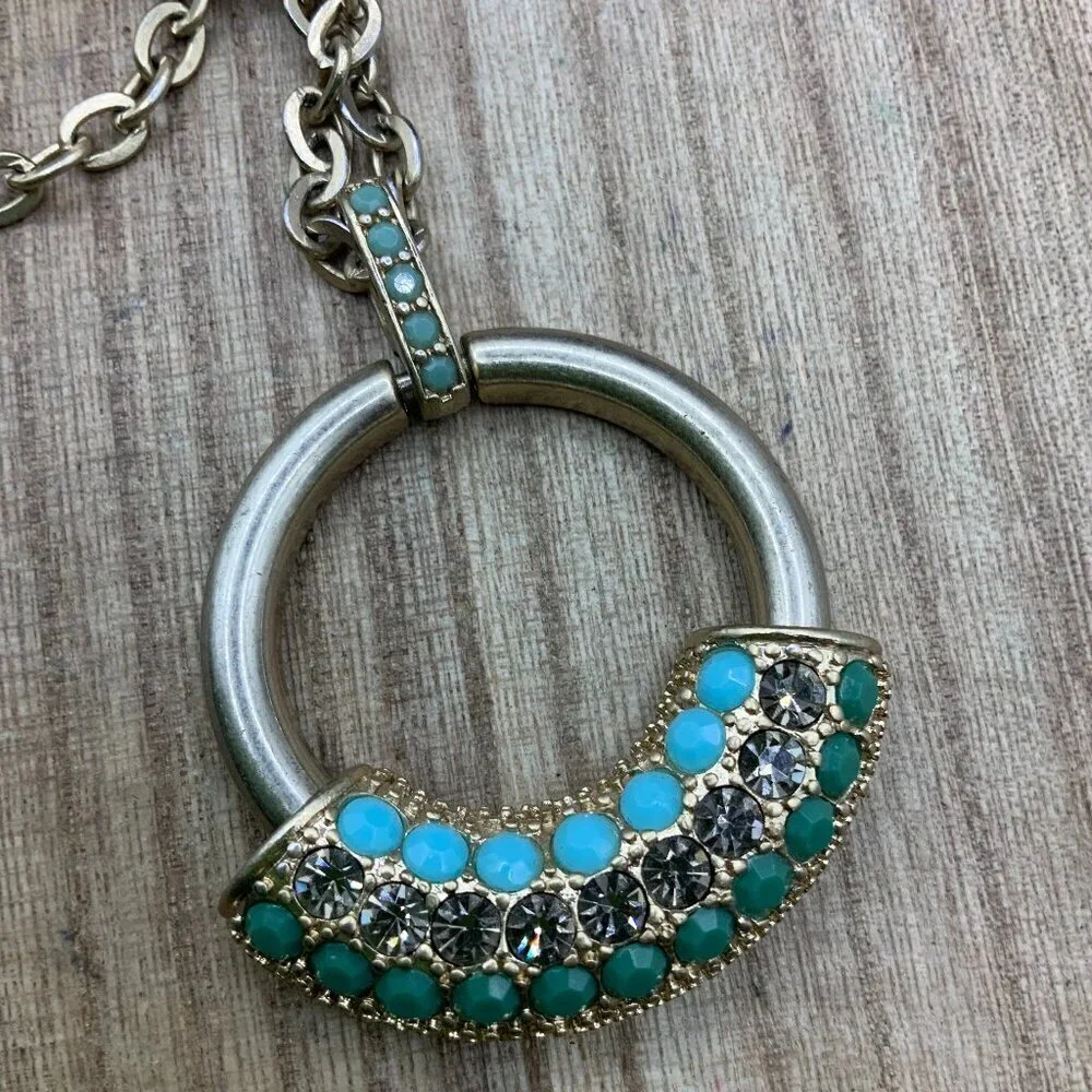 Lia Sophia Mirage Faux Turquoise Rhinestone Gold Long Necklace